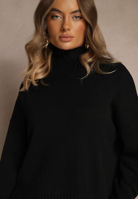 Czarny Gładki Golf Casual Ralloria