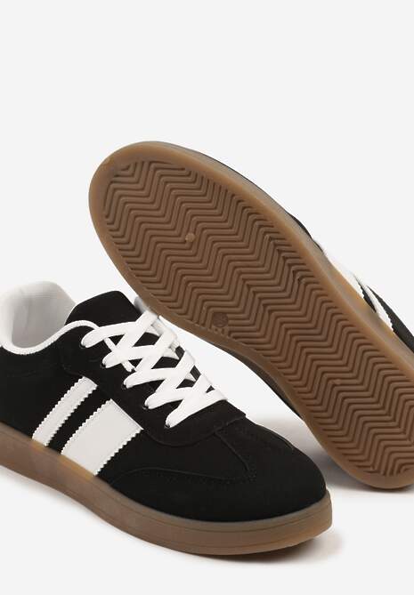 Czarne Sneakersy Typu Tenisówki Ozdobione Paskami Amolana