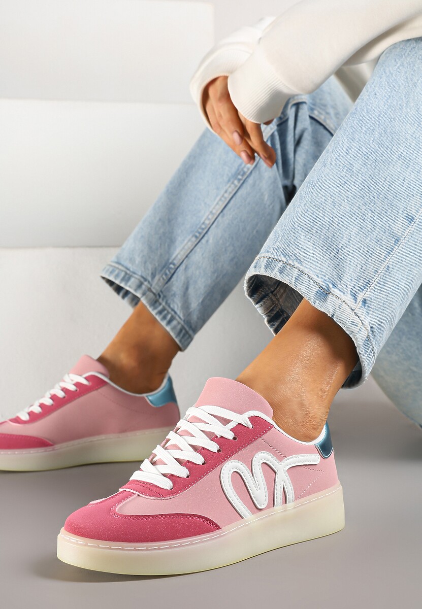 Różowe Sneakersy Kultowe Tenisówki Zdobione Abstrakcyjną Aplikacją Fendiva