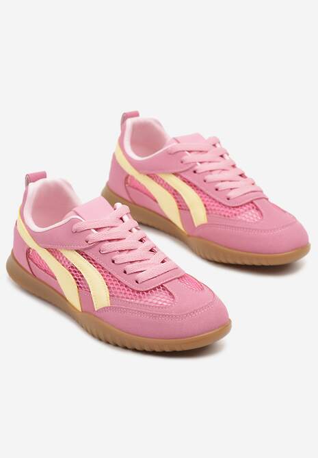 Fuksjowe Sneakersy Tenisówki z Geometrycznym Motywem Amotheira