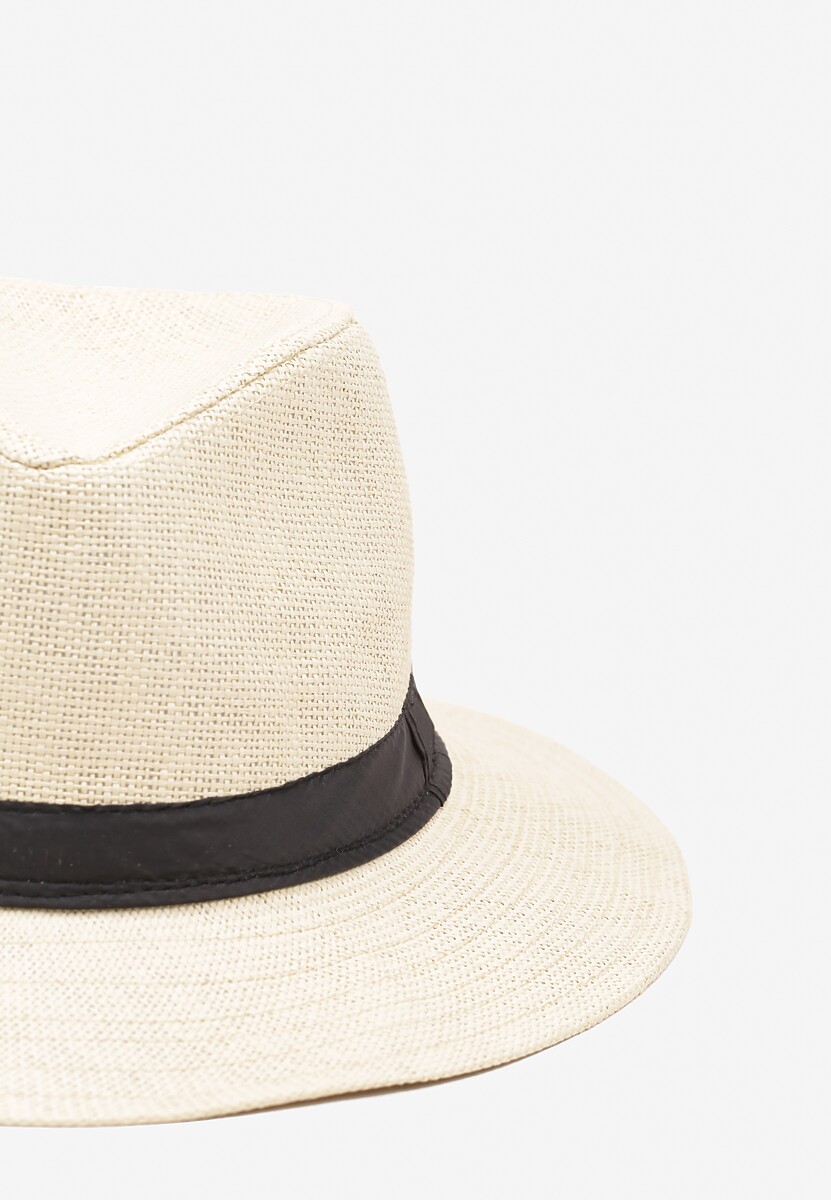 Beżowa Czapka Kapelusz z Ozdobną Tasiemką Tinellaa