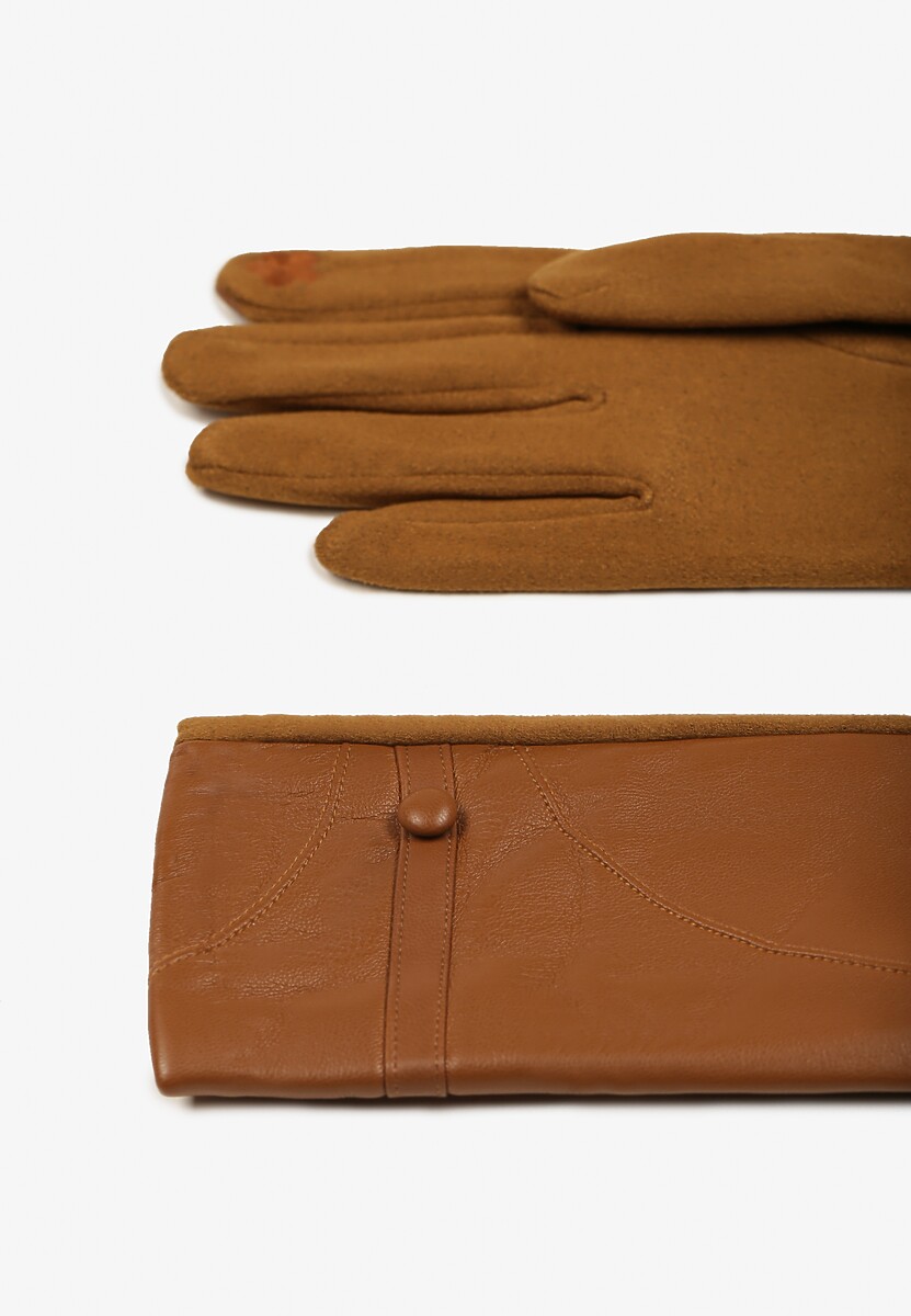 Brązowe Rękawiczki z Imitacji Skóry Zinnele