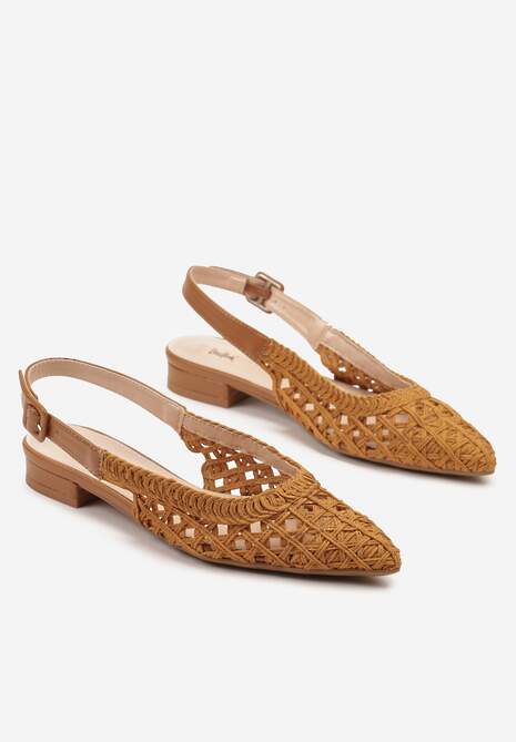 Brązowe Sandały Plecionkowe ze Sprzączką Welirene