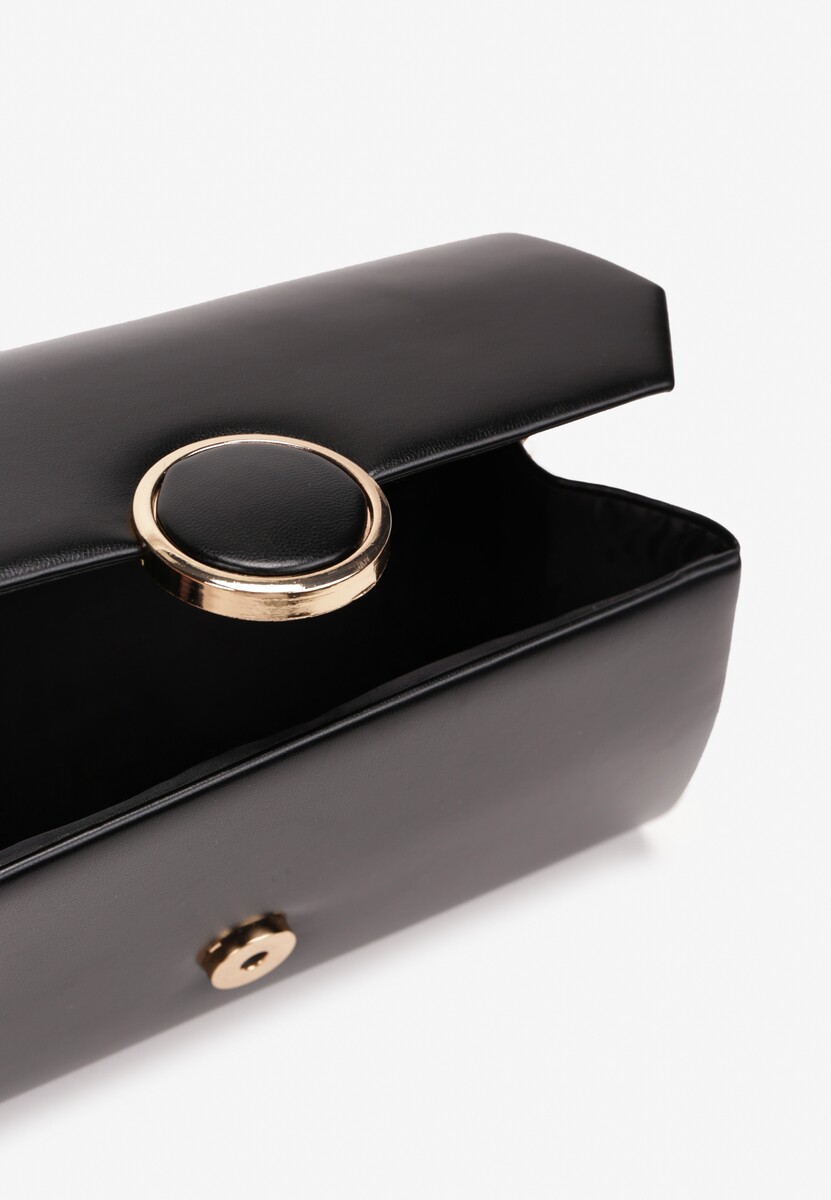 Czarna Torebka Kopertówka z Magnetyczną Klapą i Odpinanym Łańcuszkiem Ahora