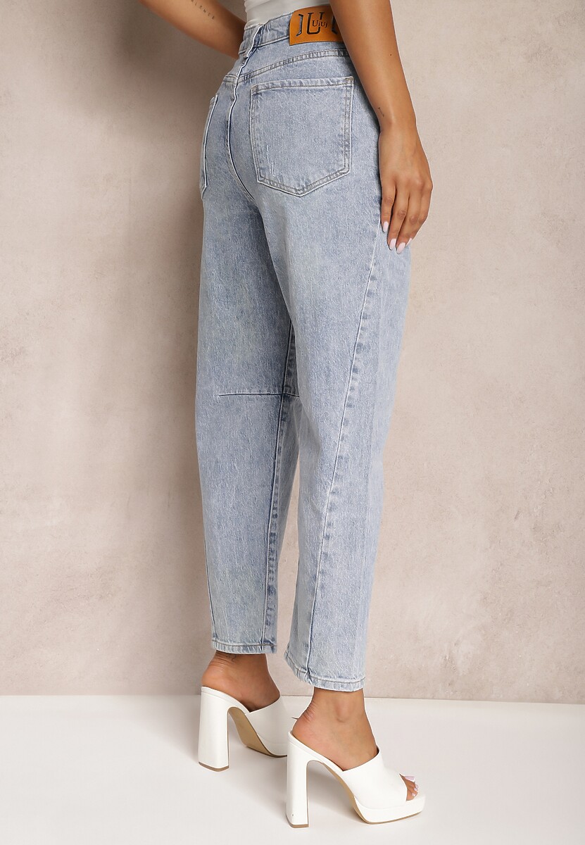 Jasnoniebieskie Jeansy z Bawełny Boyfriend Ozdobnie Przetarte Ivettesa