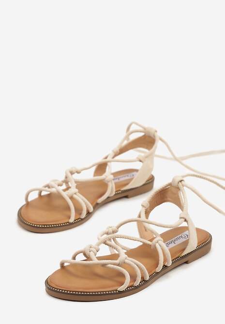 Beżowe Klasyczne Sandały Typu Rzymianki Anivena