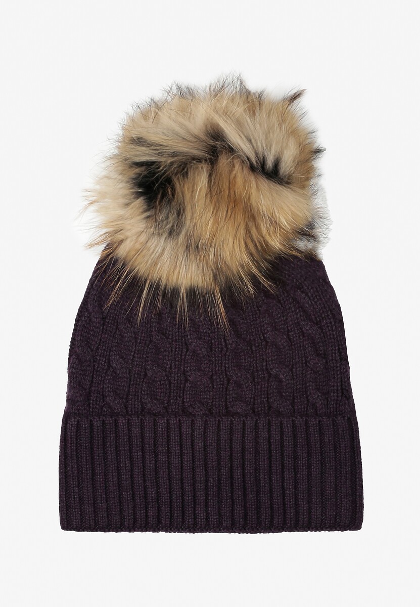 Ciemnofioletowa Czapka z Kaszmirem i Bawełną Don’t Leave Me