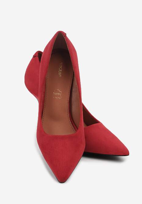 Czerwone Szpilki Vices z Wkładką ze Skóry Naturalnej Gioriane