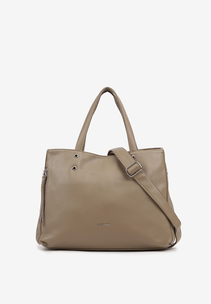 Zielona Torebka Duża Shopper z Bocznym Suwakiem Soravine