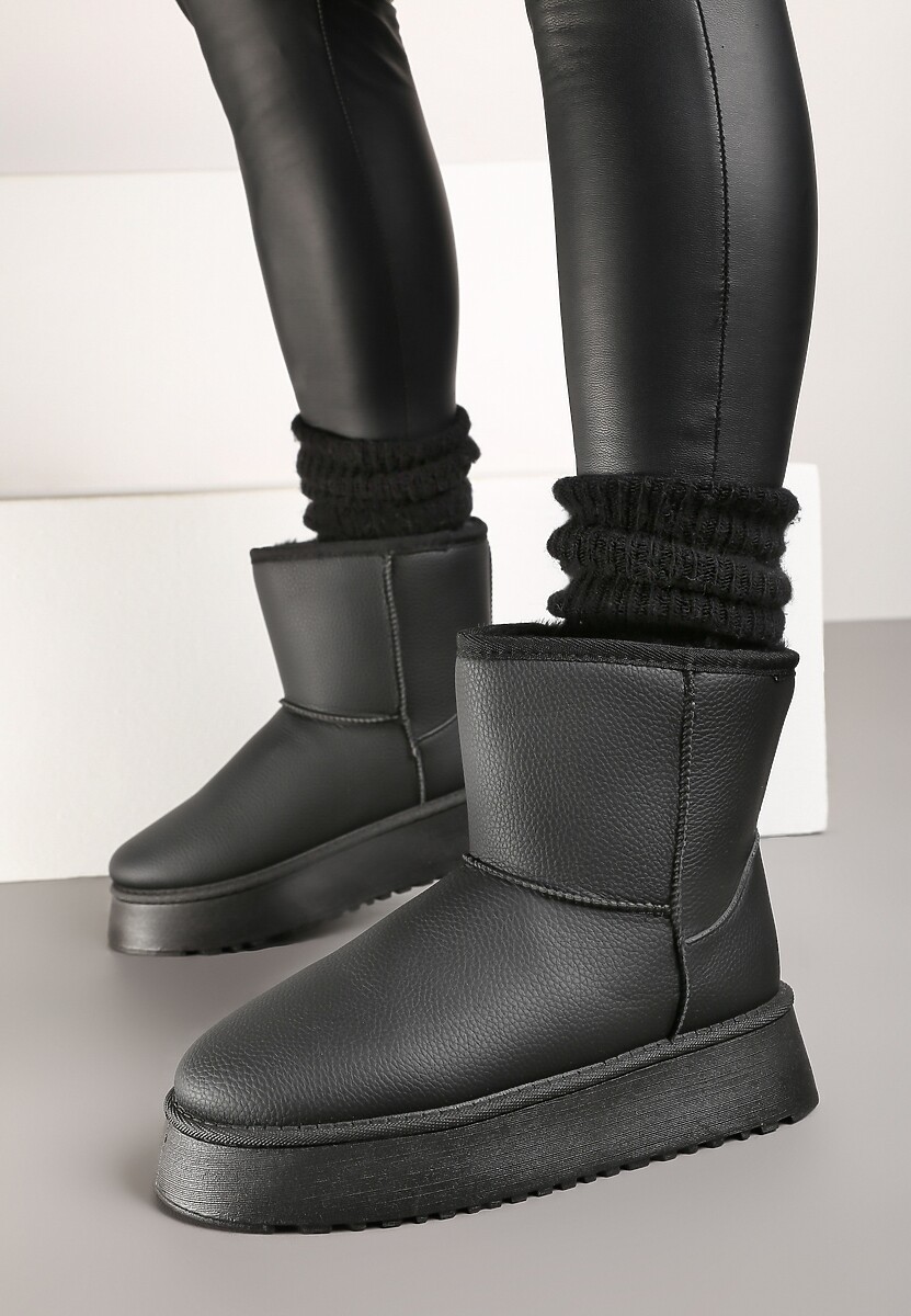 Czarne Śniegowce na Platformie Mocno Ocieplane Miage