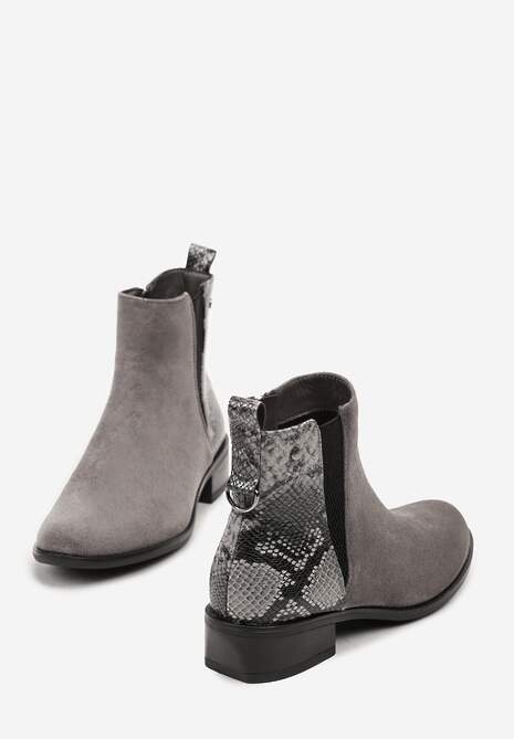 Szare Botki w Stylu Sztybletów z Metaliczną Aplikacją Verinette
