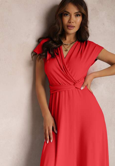 Czerwona Sukienka Kopertowa Appephone