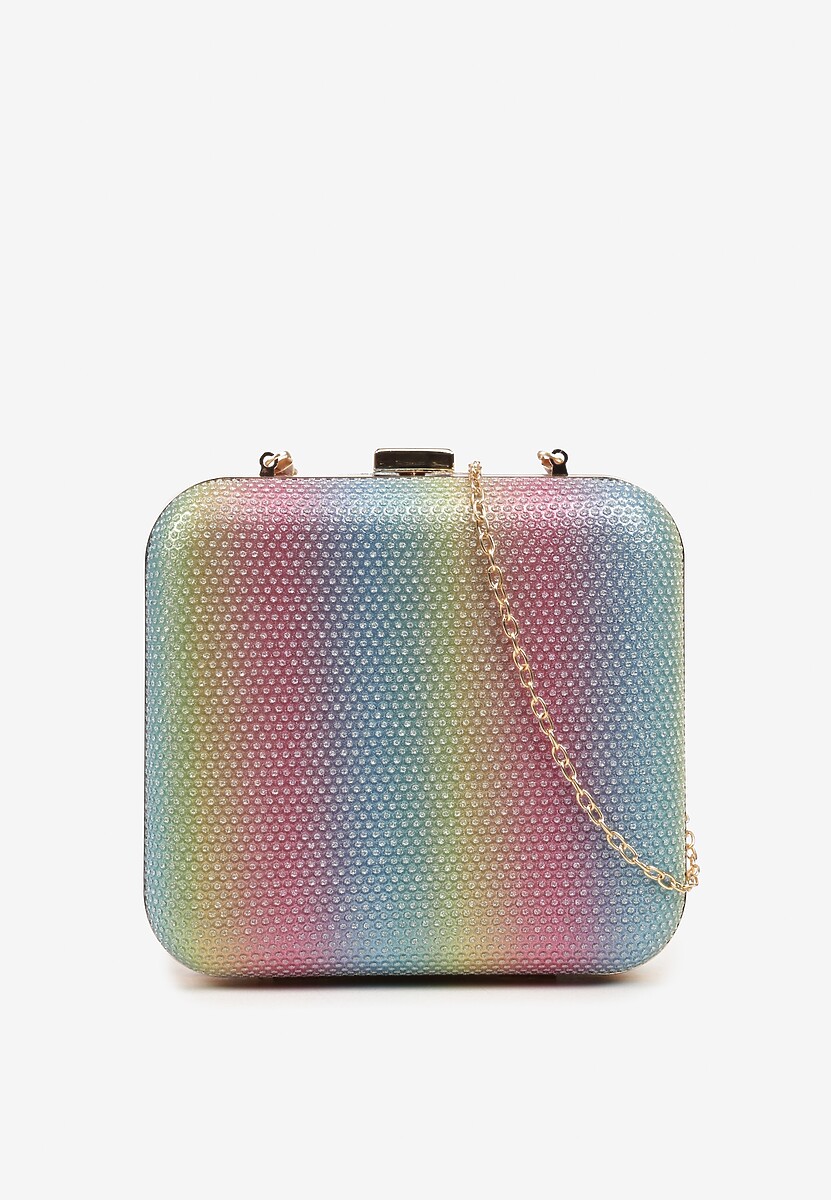 Złoto-Różowa Cyrkoniowa Torebka Kopertówka z Dodatkowym Łańcuszkiem Realessa