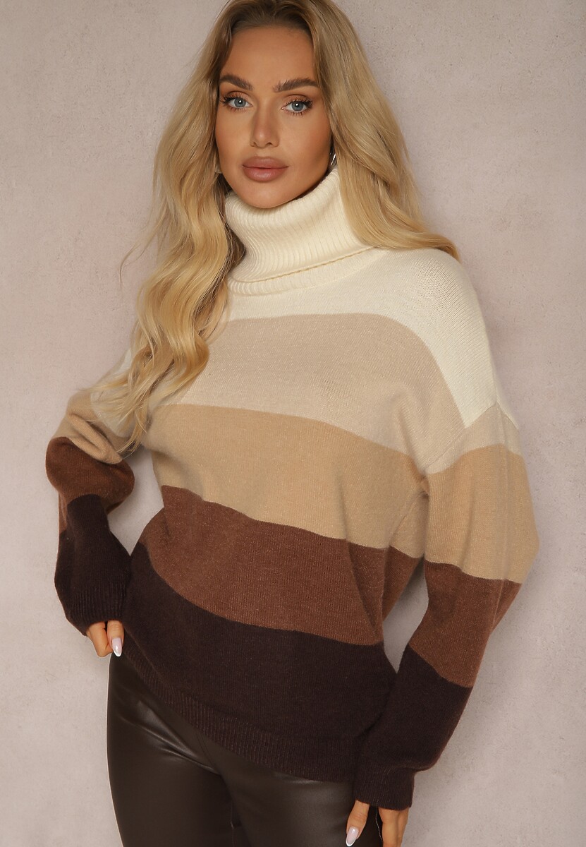 Beżowy Golf z Kaszmirem i Wiskozą Azinita