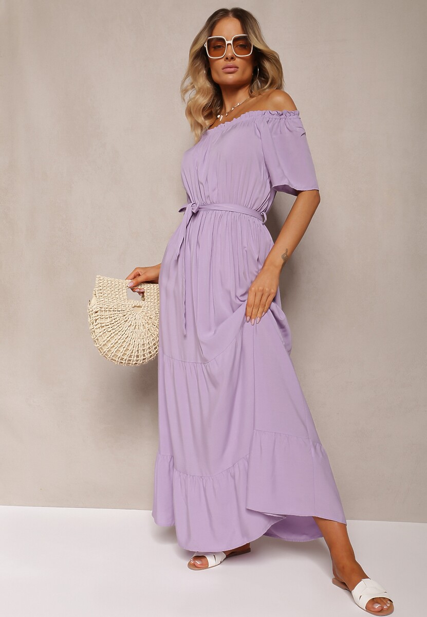 Fioletowa Sukienka z Wiskozy Phoebiolea