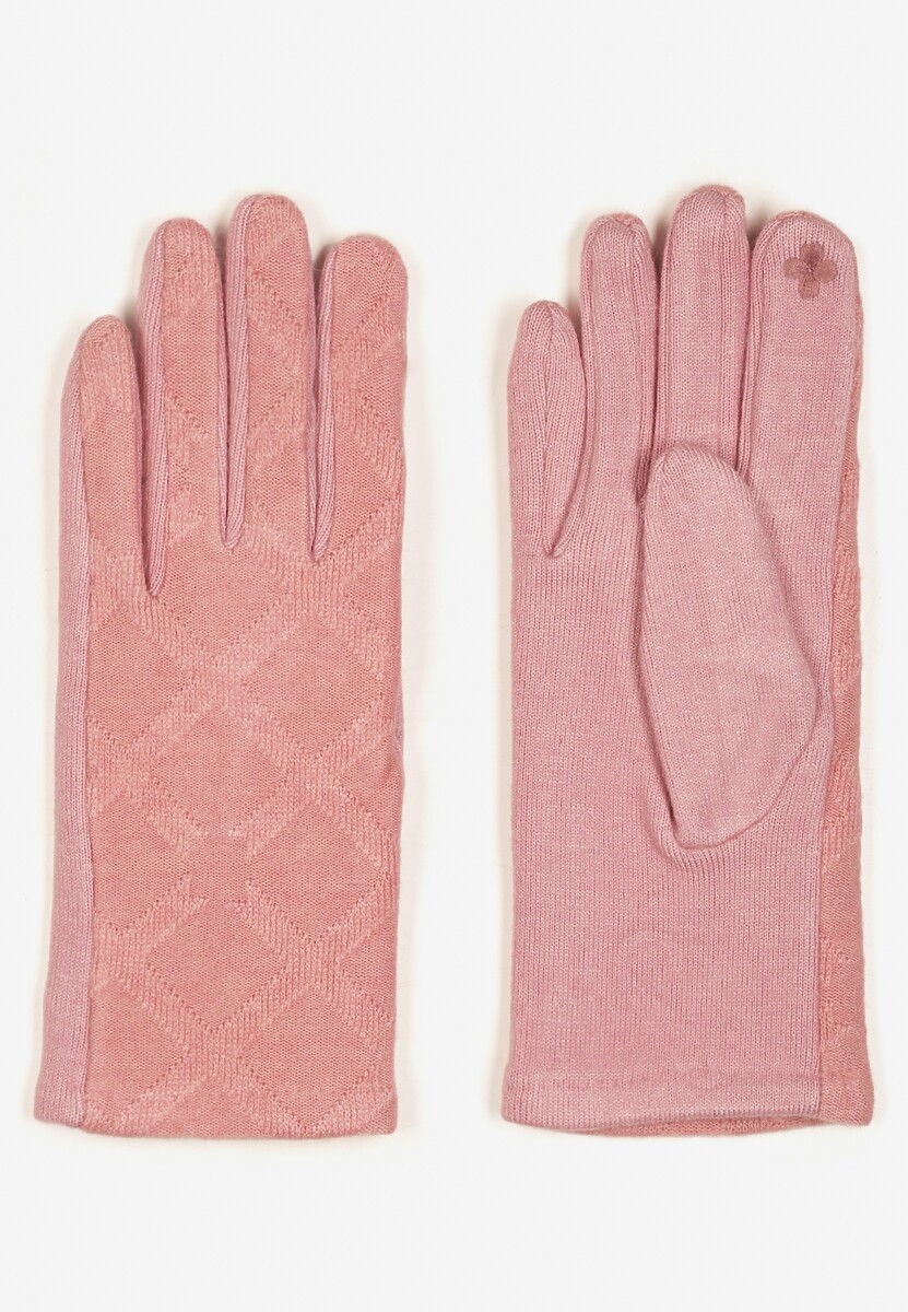 Bordowe Dzianinowe Casualowe Rękawiczki z Bawełną Zinnithoa