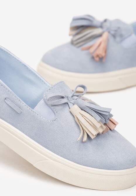 Jasnoniebieskie Półbuty z Chwostami na Grubej Podeszwie Melana