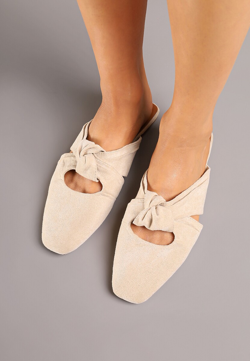 Brązowe Klapki Vices Typu Mule z Ozdobnym Supłem Elitina