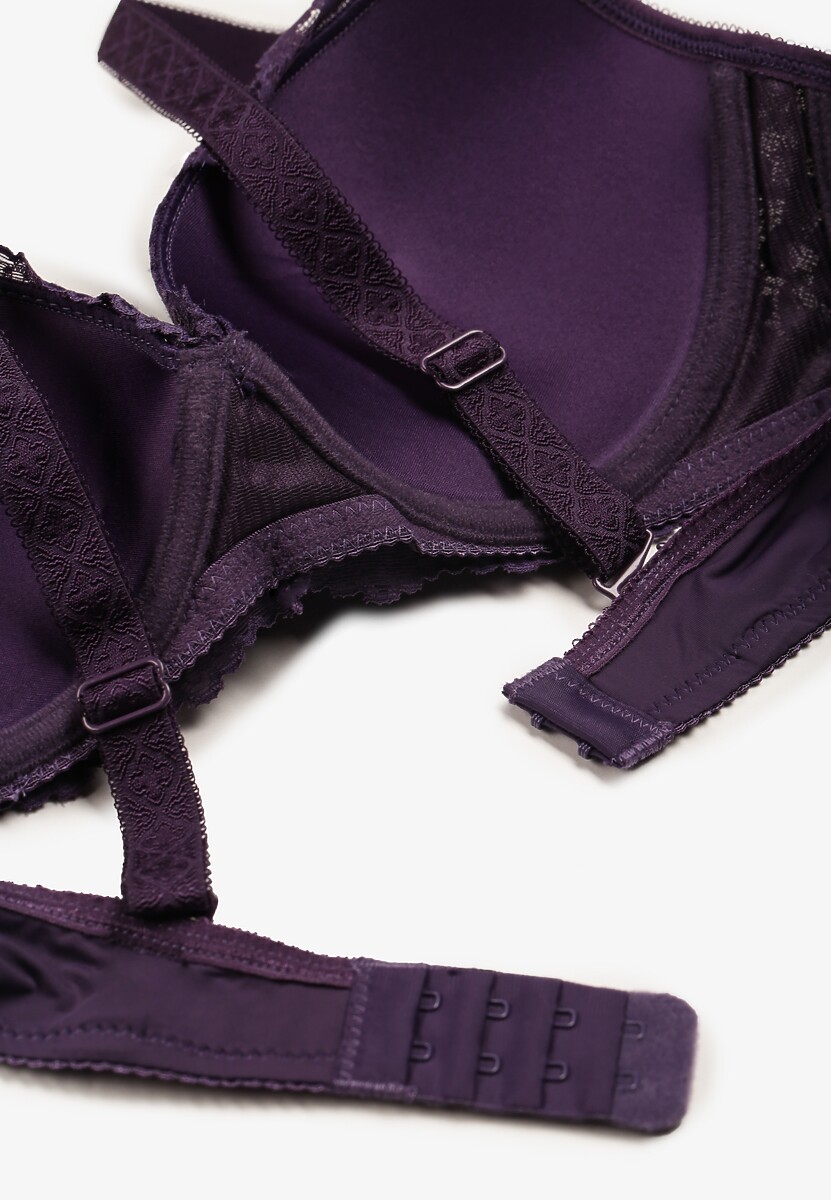 Fioletowy Biustonosz z Koronką i Funkcją Push Up Wifia