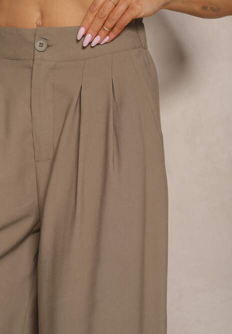 Zielone Szerokie Spodnie z Wiskozy Mevilia