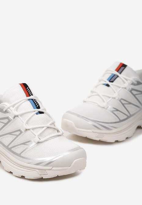 Biało-Srebrne Sneakersy z Ozdobnymi Wstawkami i Ściąganą Gumką Aineri