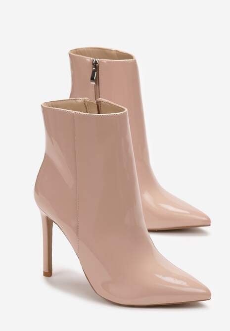 Beżowe Botki na Szpilce ze Szpiczastym Noskiem Fancevi