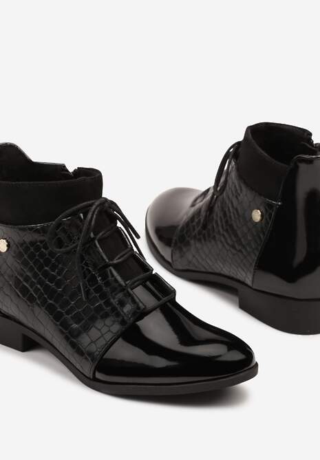 Czarne Eleganckie Botki Vices ze Sznurowaniem Vlerrie