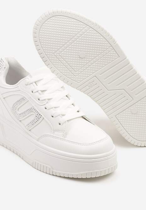 Białe Sneakersy na Platformie z Geometrycznym Motywem Zolsemi