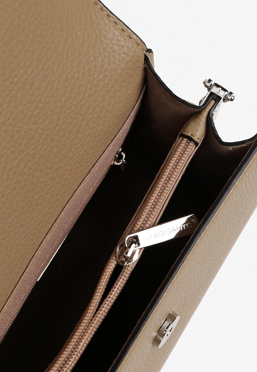 Beżowa Torebka Dwukomorowa Ozdobiona Suwakiem Davisiae