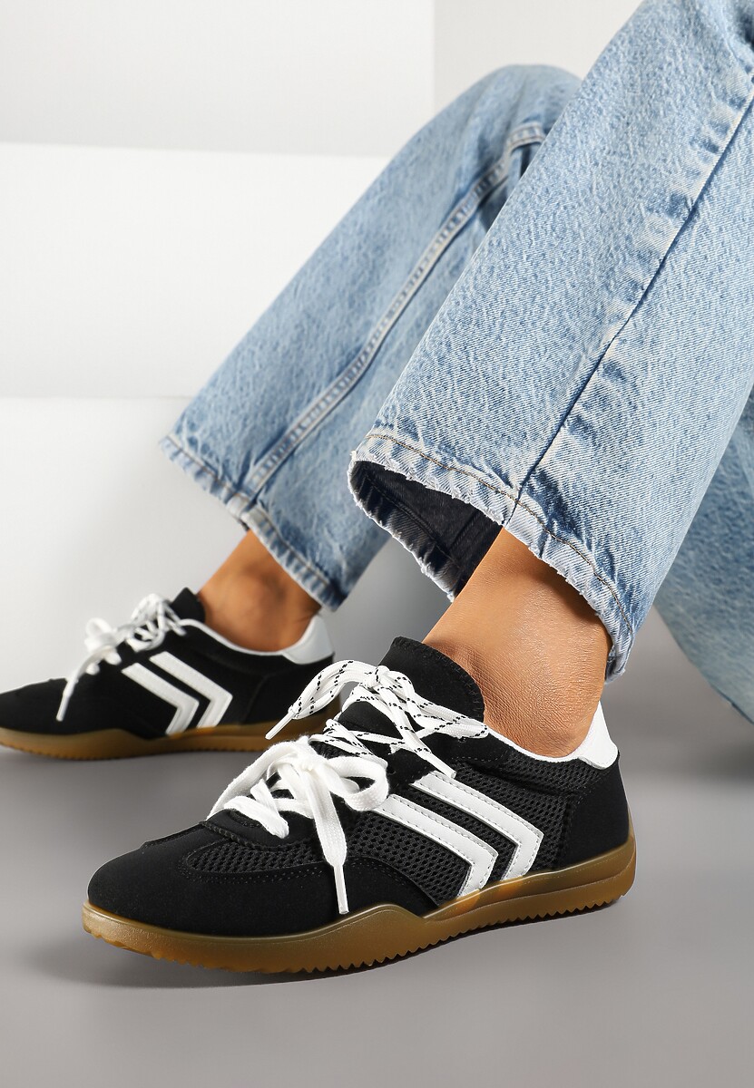 Jasnozielone Sneakersy w Stylu Tenisówek Ozdobione Geometrycznym Wzorem Teloriella