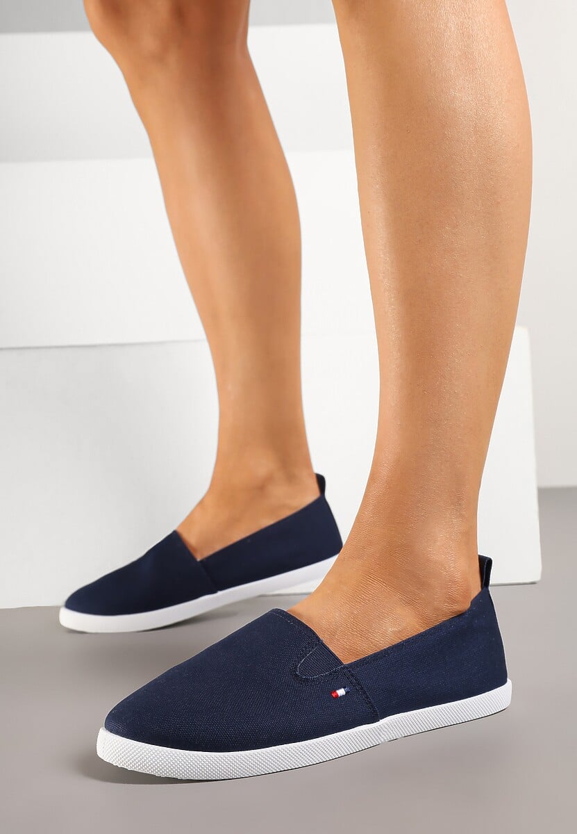 Granatowe Tenisówki Vices Basic z Materiałowymi Gumkami Aretela