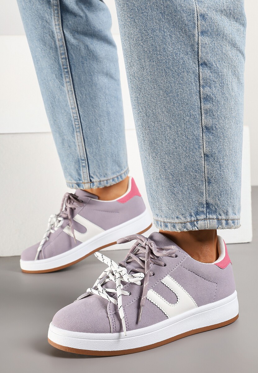 Fioletowe Sneakersy Ozdobione Geometrycznym Motywem Telindrela