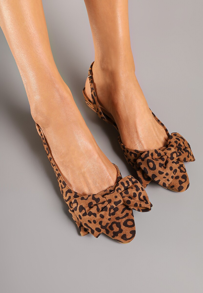 Beżowe Sandały na Płaskiej Podeszwie Slingback z Kokardą Leavindra