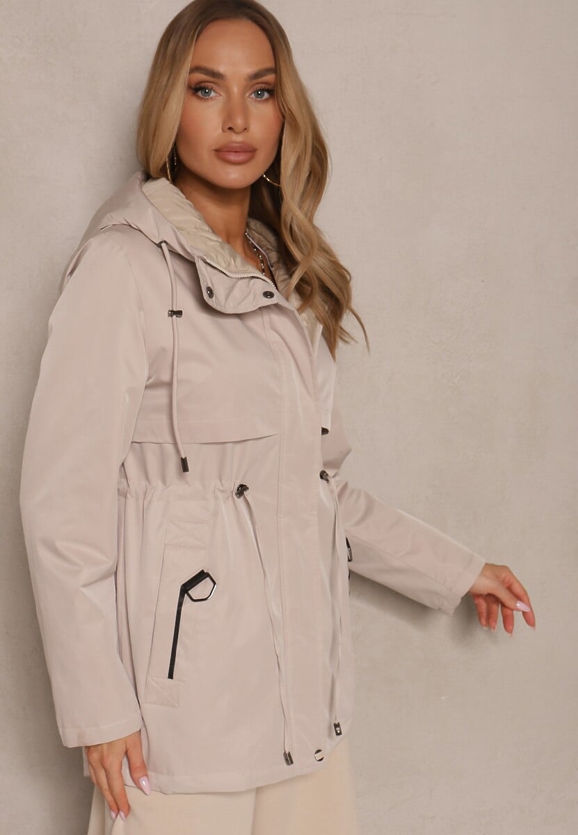 Czarna Dwustronna Kurtka o Fasonie Parki Tarisen