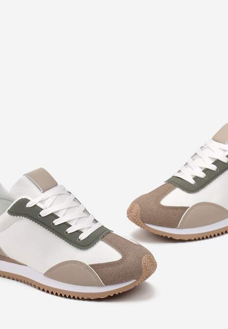 Brązowe Sneakersy  z Ozdobnymi Wstawkami Fania