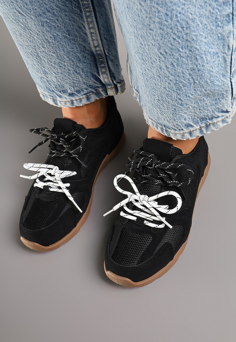 Czarne Sneakersy z Podwójnymi Sznurówkami Terfitra