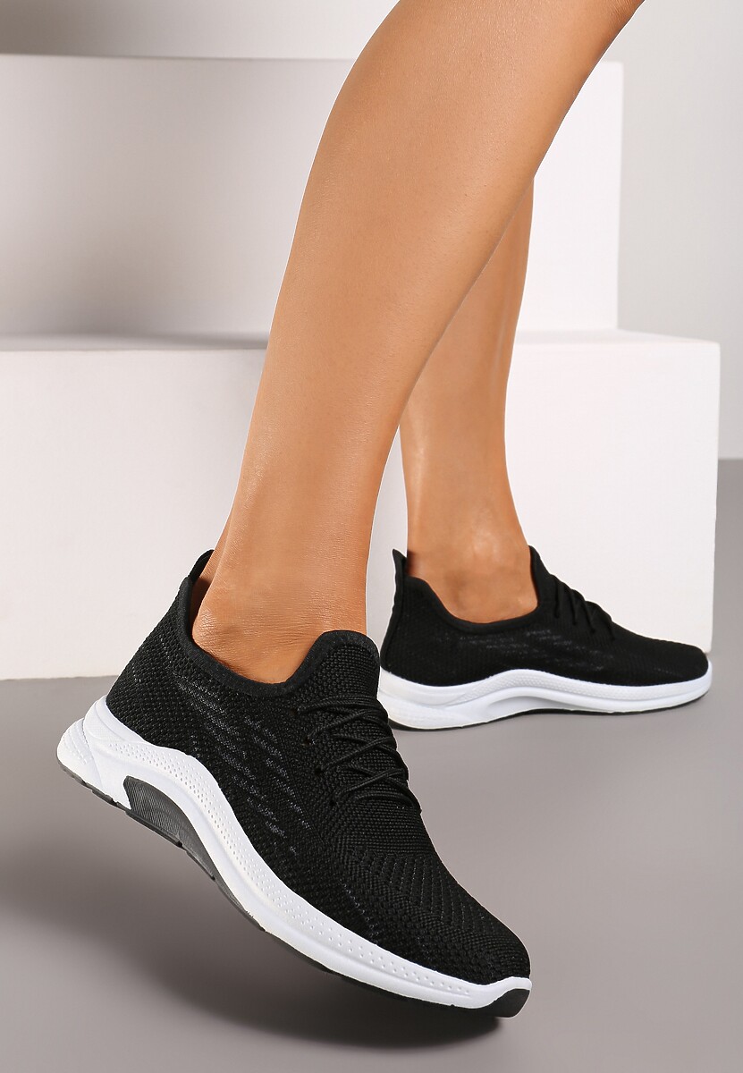 Czarne Siateczkowe Buty Sportowe na Piankowej Podeszwie Linidas