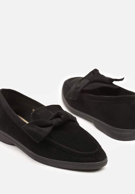 Czarne Mokasyny z Aplikacją Kokardek Tulavira