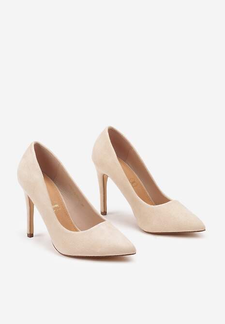 Jasnobeżowe Szpilki Vices z Wkładką ze Skóry Naturalnej Innatia