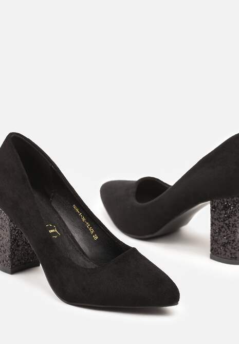 Czarne Czółenka Vices na Obcasie ze Skórzaną Wkładką Etanorra