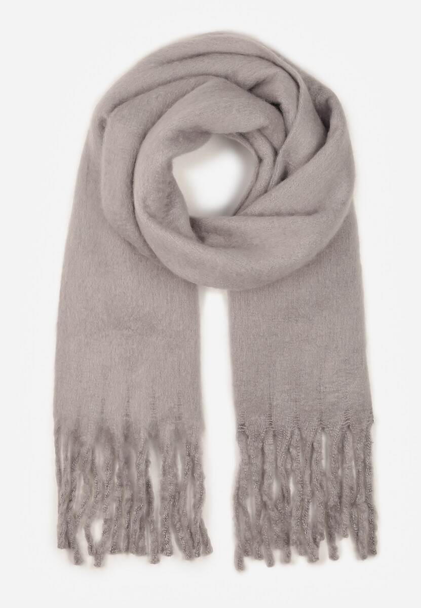 Szary Szalik Ozdobiony Frędzlami Owedela