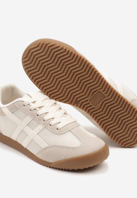 Beżowe Sneakersy Typu Klasyczne Tenisówki Isnnoria