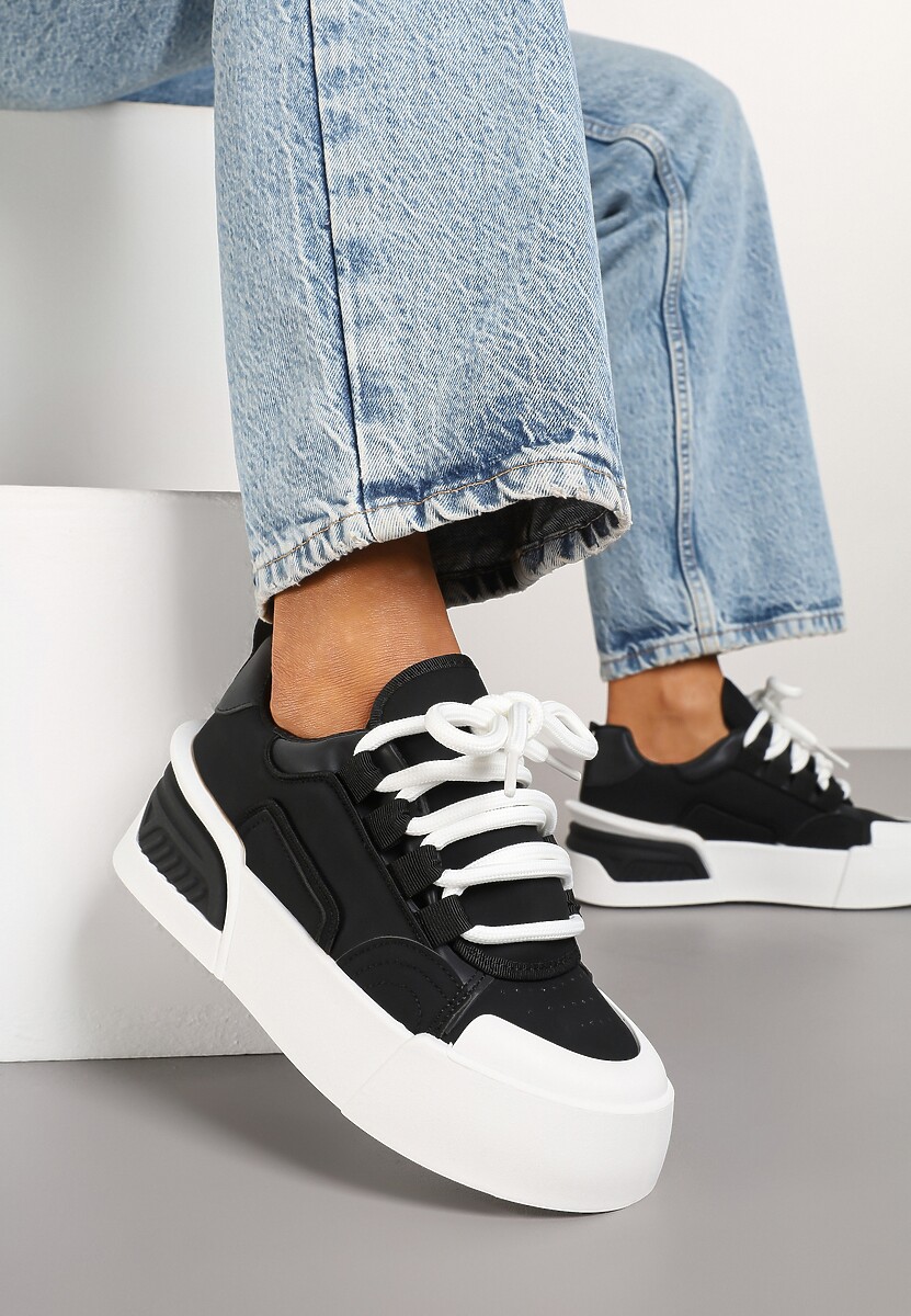 Czarne Streetwearowe Sneakersy Trampki na Platformie Danenith