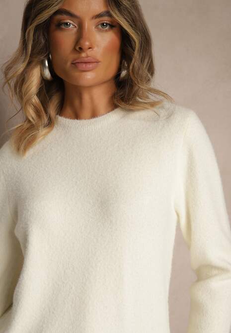 Jasnobeżowy Sweter z Wełną ze Ściągaczami Furrive