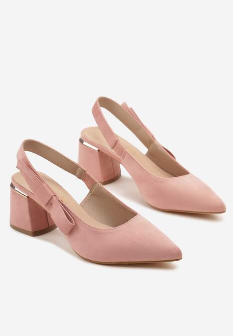 Różowe Sandały na Słupku Vices Slingback ze Skórzaną Wkładką Vevoline