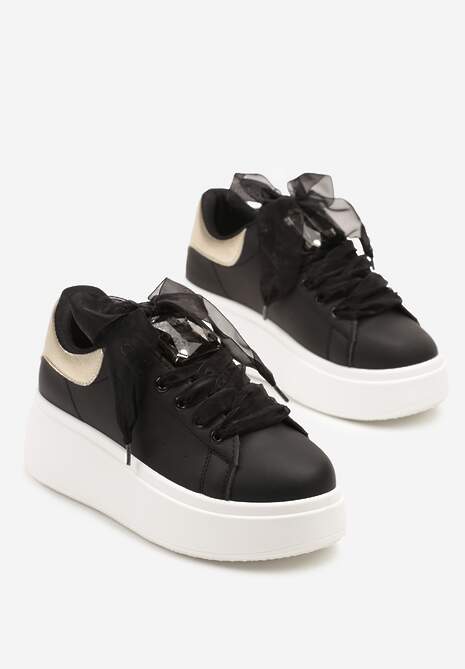 Czarne Sneakersy z Cyrkoniami Vivioriana