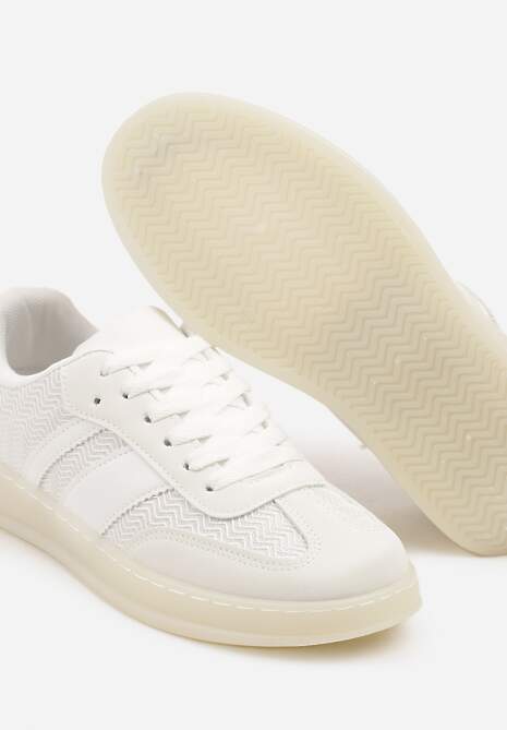 Białe Sneakersy Tenisówki Ozdobione Paskami Amodira