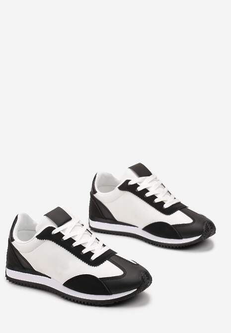 Czarne Sneakersy  z Ozdobnymi Wstawkami Fania