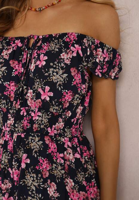 Granatowy Kombinezon z Wiskozy Rumi