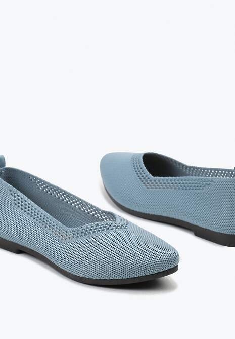 Jasnoniebieskie Płaskie Balerinki Plecione z Ozdobnymi Wycięciami Daniya